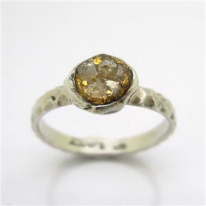 Hadar Designers Raw Diamond Ring 4,6.5,7 Handmade 24k Yellow Gold 925 Silver(ASy