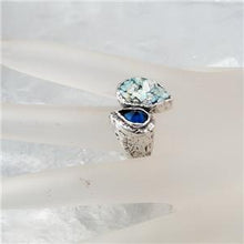 Load image into Gallery viewer, Hadar Designers Handmade 925 Silver Roman Glass Blue Sapphire CZ Ring 6,7,8,9(as
