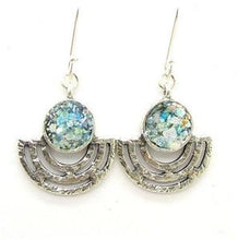 Load image into Gallery viewer, Hadar Designers Handmade 925 Sterling Silver Antique Roman Glass Earrings (as)