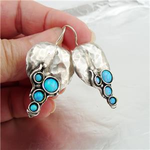 Hadar Designers 925 Sterling Silver Opal Earrings Handmade Artistic (H 2663)