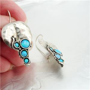 Hadar Designers 925 Sterling Silver Opal Earrings Handmade Artistic (H 2663)