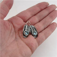 Load image into Gallery viewer, Hadar Designers Dangle Handmade Sterling Silver Blue Topaz CZ Earrings (vs)
