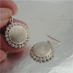 Hadar Designers Handmade Brush 925 Silver Zircon Pendant Earrings Set () SALE
