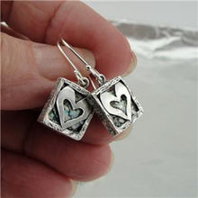 Load image into Gallery viewer, Hadar Designers Sterling Silver Antique Roman Glass Heart Earrings Handmade (AS)