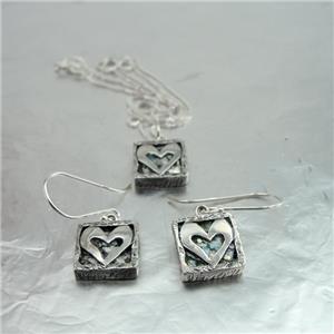 Hadar Designers Sterling Silver Antique Roman Glass Heart Pendant Handmade (AS