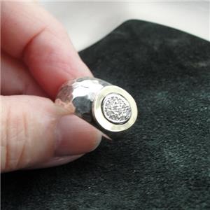 Hadar Designers Handmade Sterling Silver 9k Yellow Gold Zircon Ring 7, 7.5 (MS)y