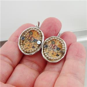 Hadar Designers NEW Handmade High Fashion Silver Pl Colored Earrings (as)