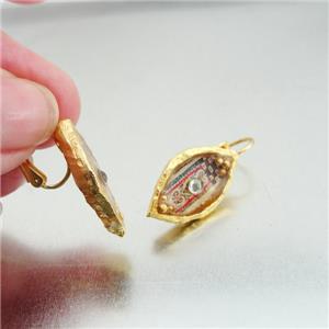 Hadar Designers NEW Handmade Artist High Fashion Gold Pl Colored Earrings (as