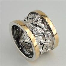 Load image into Gallery viewer, Hadar Designers White Zircon Ring 6,7,8,9 Handmade 9k Yellow Gold 925 Silver (Ms