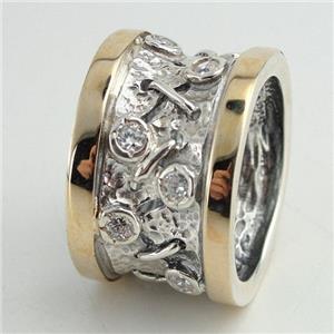 Hadar Designers Handmade 9k Yellow Gold 925 Silver Garnet cz Ring 7,7.5,8,9 (Ms