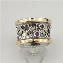 Load image into Gallery viewer, Hadar Designers Handmade 9k Yellow Gold 925 Silver Amethyst cz Ring 6,7,8,9 (Ms