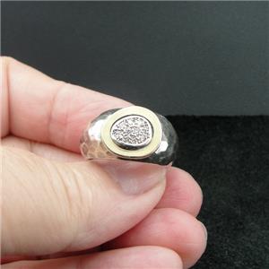 Hadar Designers Handmade 9k Yellow Gold 925 Silver White Zircon Ring 7, 7.5 SALE