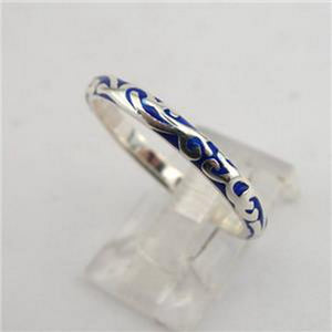 Hadar Designers Blue Enamel Ring size 8.5 only Handmade 925 Sterling Silver (SNy