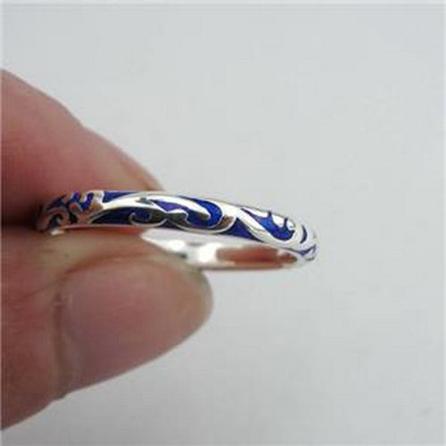 Hadar Designers Blue Enamel Ring size 8.5 only Handmade 925 Sterling Silver (SNy