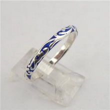 Load image into Gallery viewer, Hadar Designers Blue Enamel Ring size 8.5 only Handmade 925 Sterling Silver (SNy
