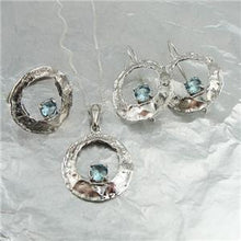 Load image into Gallery viewer, Hadar Designers Handmade 925 Sterling Silver Blue Topaz Zircon CZ Earrings (S)y