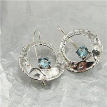 Load image into Gallery viewer, Hadar Designers Handmade Sterling Silver Blue Topaz Zircon CZ Earrings (S) SALE