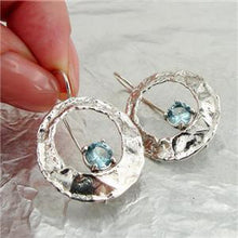 Load image into Gallery viewer, Hadar Designers Handmade Sterling Silver Blue Topaz Zircon CZ Earrings (S) SALE