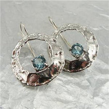 Load image into Gallery viewer, Hadar Designers Handmade Sterling Silver Blue Topaz Zircon CZ Earrings (S) SALE