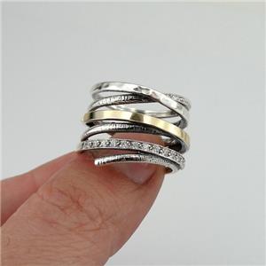 Hadar Designers Handmade 9k Yellow Gold 925 Silver Zircon Ring sz 6,7,7.5,8,9(Ms