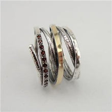 Load image into Gallery viewer, Hadar Designers 9k Yellow Gold 925 Silver Red Garnet Ring 6,7,8,9 Handmade (Ms