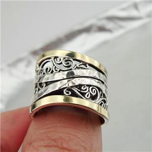 Hadar Designers Handmade 9k Yellow Gold 925 Silver Filigree Ring sz 6,7,8,9, (Ms