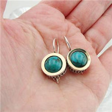 Load image into Gallery viewer, Hadar Designers Classy Handmade 9k Yellow Gold 925 Silver Turquoise Earrings(Ms