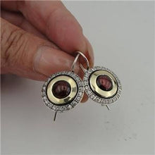 Load image into Gallery viewer, Hadar Designers Handmade 9k Yellow Gold 925 Sterling Silver Garnet Earrings (MSy