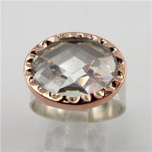 Load image into Gallery viewer, Hadar Designers Handmade 9k Rose Gold 925 Silver Rock Crystal Ring 6.5,7,7.5 ()y