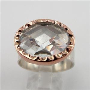 Hadar Designers Handmade 9k Rose Gold 925 Silver Rock Crystal Ring 6.5,7,7.5 ()y