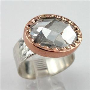 Hadar Designers Handmade 9k Rose Gold 925 Silver Rock Crystal Ring 6.5,7,7.5 ()y