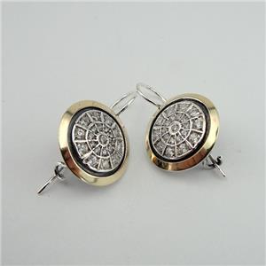 Hadar Designers Handmade 9k Yellow Gold Sterling Silver White Zircon Earrings(MS