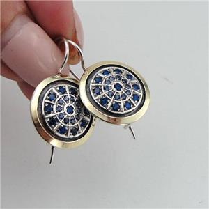 Hadar Designers Handmade 9k Yellow Gold 925 Silver Sapphire Zircon Earrings (MS