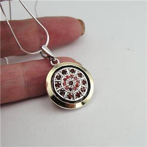 Hadar Designers 9k Yellow Gold 925 Silver Red Garnet Zircon Pendant Handmade(MSy