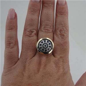 Hadar Designers Sapphire CZ Ring 9k Yellow Gold 925 Silver Handmade 6,7,8,9 (MS
