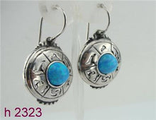 Load image into Gallery viewer, Hadar Designers Handmade Fab Dangle 925 Sterling Silver Blue Opal Earrings (H