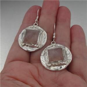 Hadar Designers Handmade Drop Dangle Sterling Silver Chalcedony Earrings(H) SALE