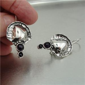 Hadar Designers Handmade 925 Sterling Silver Black Onyx Earrings (H) SALE
