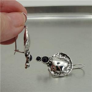 Hadar Designers Handmade 925 Sterling Silver Black Onyx Earrings (H) SALE