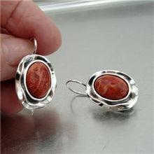 Load image into Gallery viewer, Hadar Designers Handmade Drop Dangle Sterling Silver Coral Earrings(H) SALE