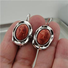 Load image into Gallery viewer, Hadar Designers Handmade Drop Dangle Sterling Silver Coral Earrings(H) SALE