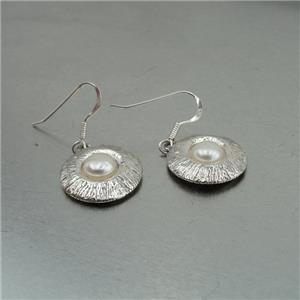 Hadar Designers Handmade Drop Dangle 925 Sterling Silver Pearl Earrings (H) SALE