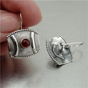 Hadar Designers Gift 925 Sterling Silver Artistic Handmade Carnelian Earrings (H