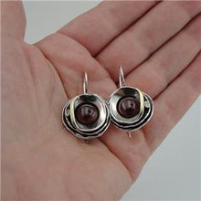 Load image into Gallery viewer, Hadar Designers Red Garnet Earrings  9k Yellow Gold 925 Silver Gift Handmade (Ms