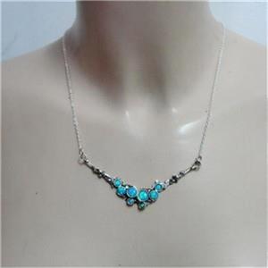Hadar Designers Blue Opal Pendant Necklace Gift Handmade 925 Sterling Silver  (H