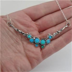 Hadar Designers Blue Opal Pendant Necklace Gift Handmade 925 Sterling Silver  (H