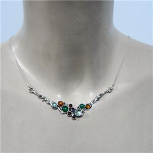 Hadar Designers 925 Sterling Silver Gemstones Pendant Necklace Gift Handmade (H