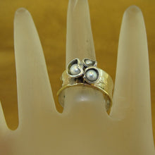 Load image into Gallery viewer, Hadar Designers  9k Yellow Gold 925 Silver Pearl Ring sz 6.5 and 7 ONLY Handmade