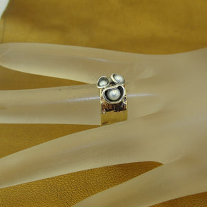 Hadar Designers  9k Yellow Gold 925 Silver Pearl Ring sz 6.5 and 7 ONLY Handmade