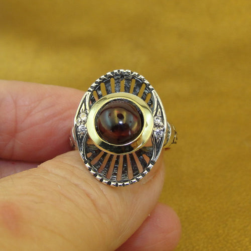 Hadar Designers Garnet Ring 9k Yellow Gold 925 Silver 7,7.5,8,9 Handmade (MS)y